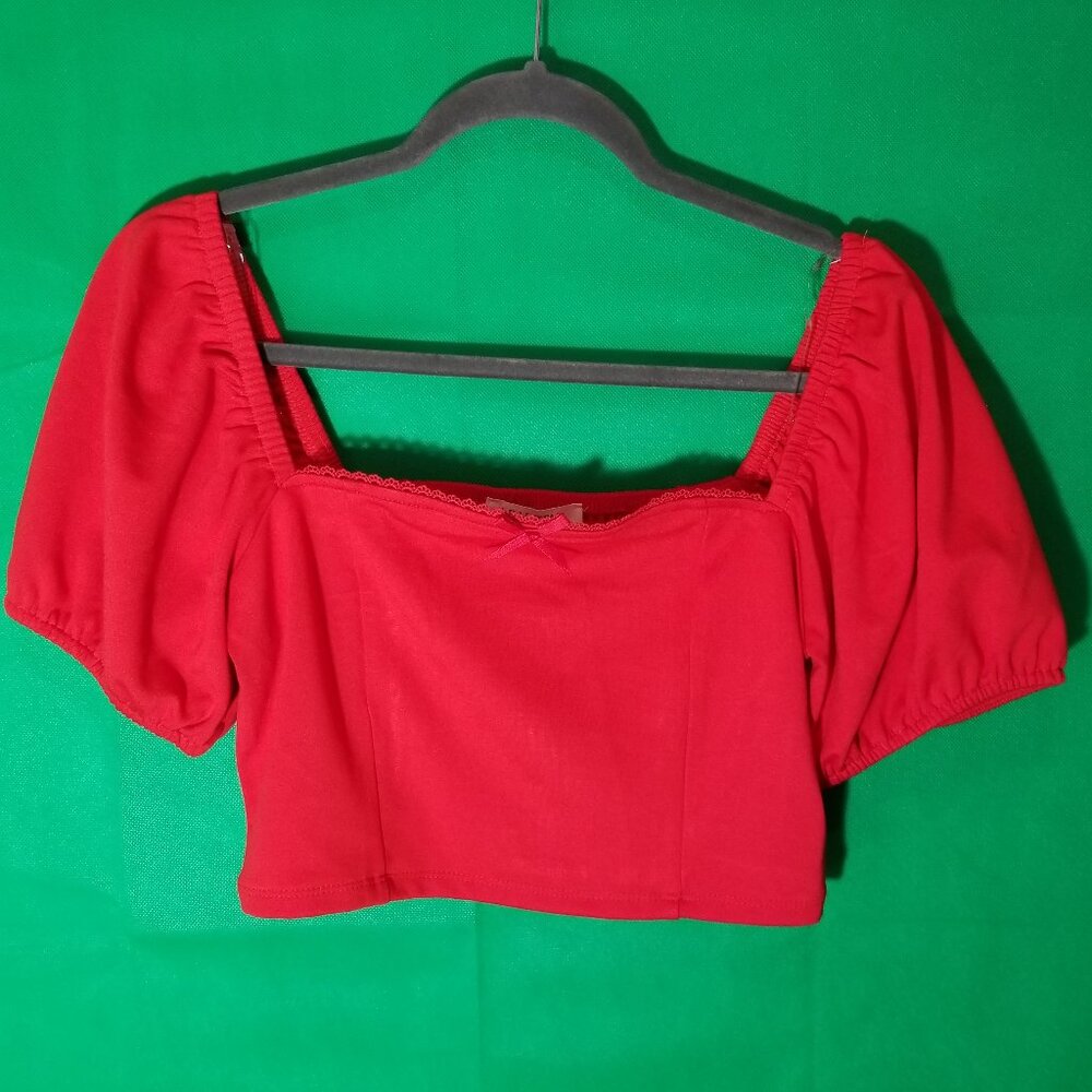 Lily Star‎ Crop Top Milkmaid Puff Sleeve Festival Cottagecore Size Small NWT